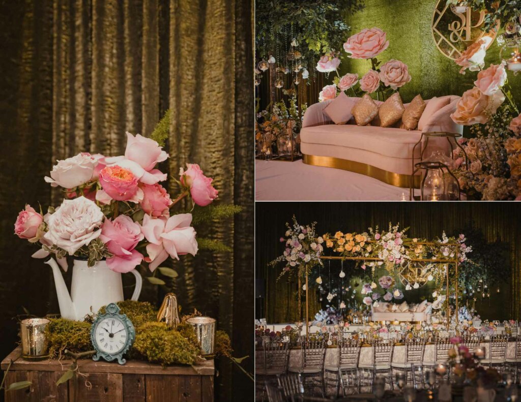 Wonderland themed wedding reception decor