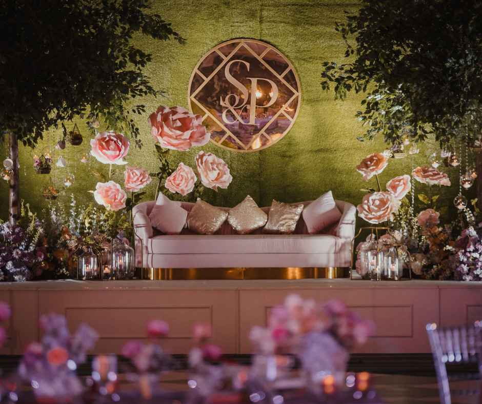 Wonderland themed wedding reception decor