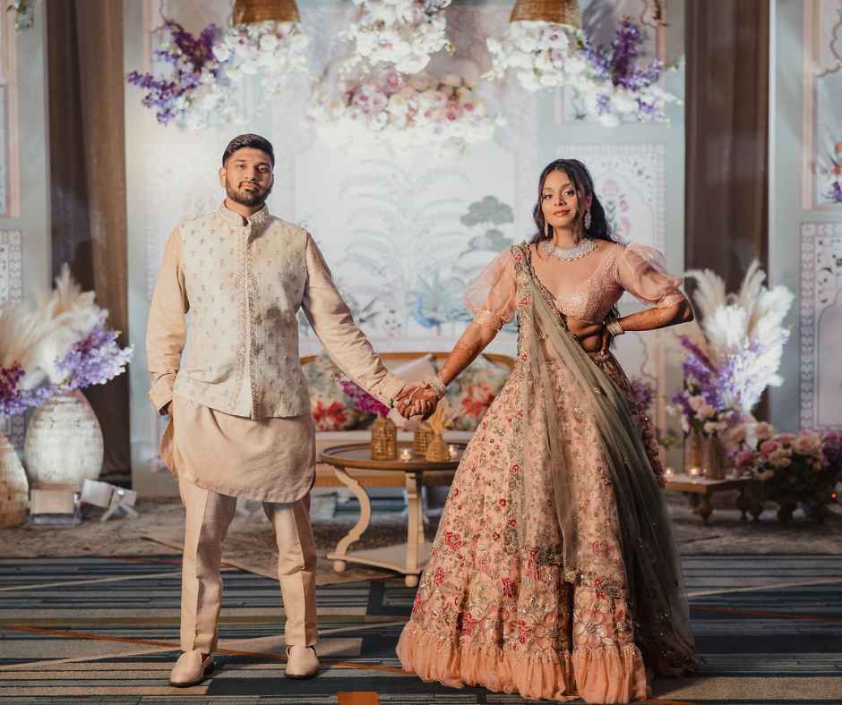 Bride and Groom Sangeet Portrait