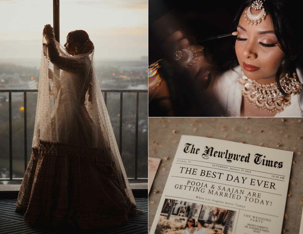 Bride getting ready on her wedding day