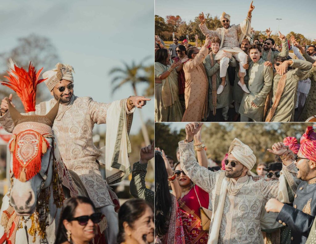 Baraat on horseback celebration for groom