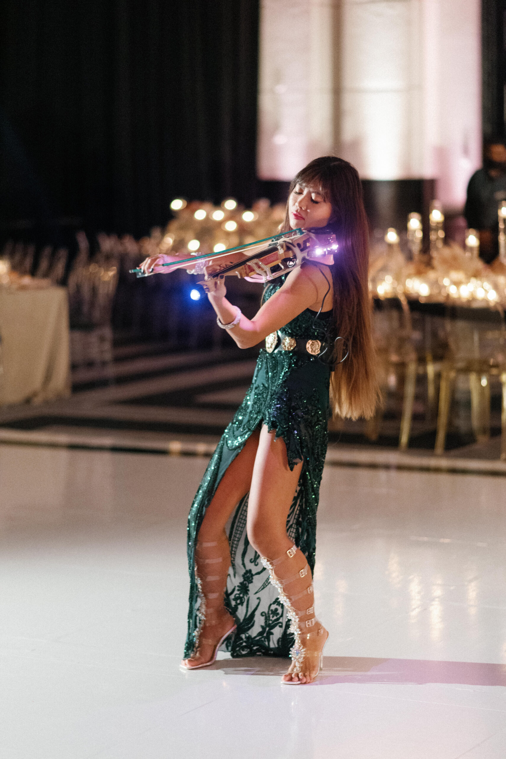 The Violin Diva performing at an Indian Wedding Reception in Miami, Florida.